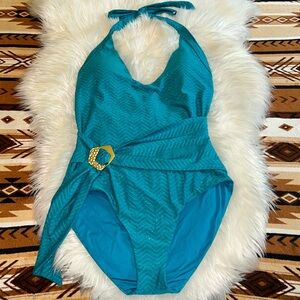 New! Trina Turk Empire Halter One-Piece Swimsuit